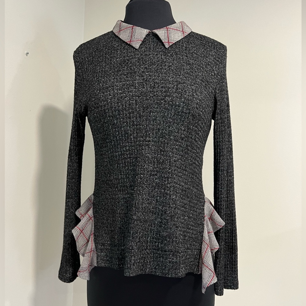 Monteau plaid Pan Collared thermal Sweater  -  Large